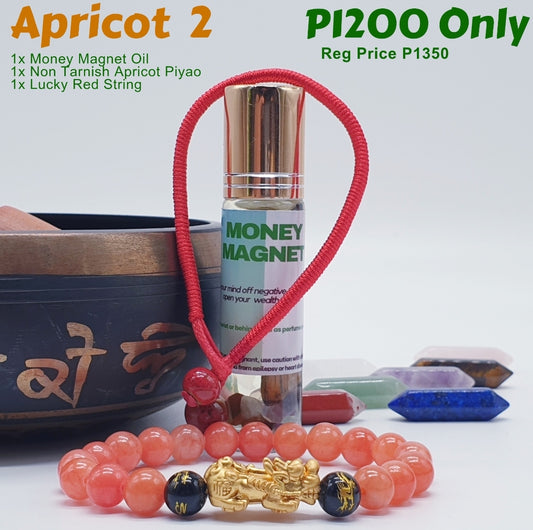 Apricot 2 - Non Tarnish Apricot Piayo + Money Magnet Oil + Lucky Red String Bracelet Charm