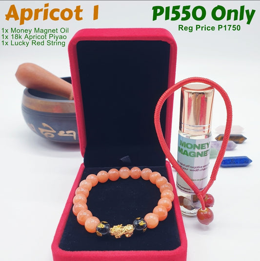 Apricot 1 - 18k Apricot Piayo + Money Magnet Oil + Lucky Red String Bracelet Lucky Charm