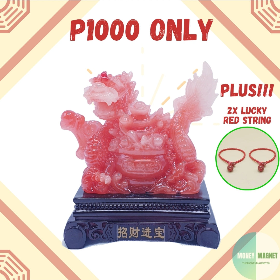 Authentic Red Dragon Figurine for Good Fortune Prosperity Success Wisdom Courage Passion