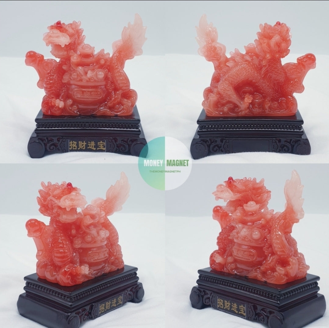 Authentic Red Dragon Figurine for Good Fortune Prosperity Success Wisdom Courage Passion