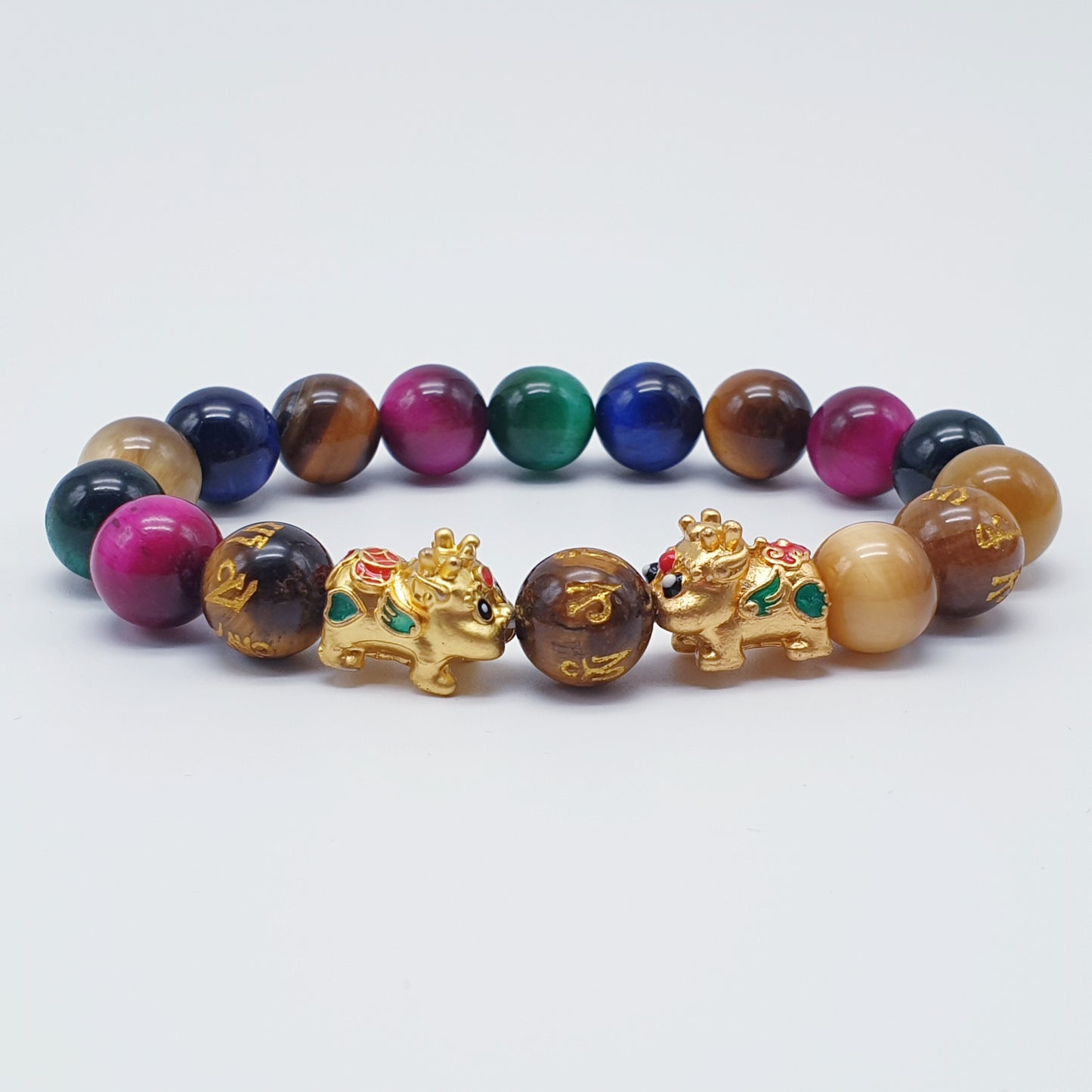 CNY 3 - Muti Colored Tigers Eye Double Piyao Set