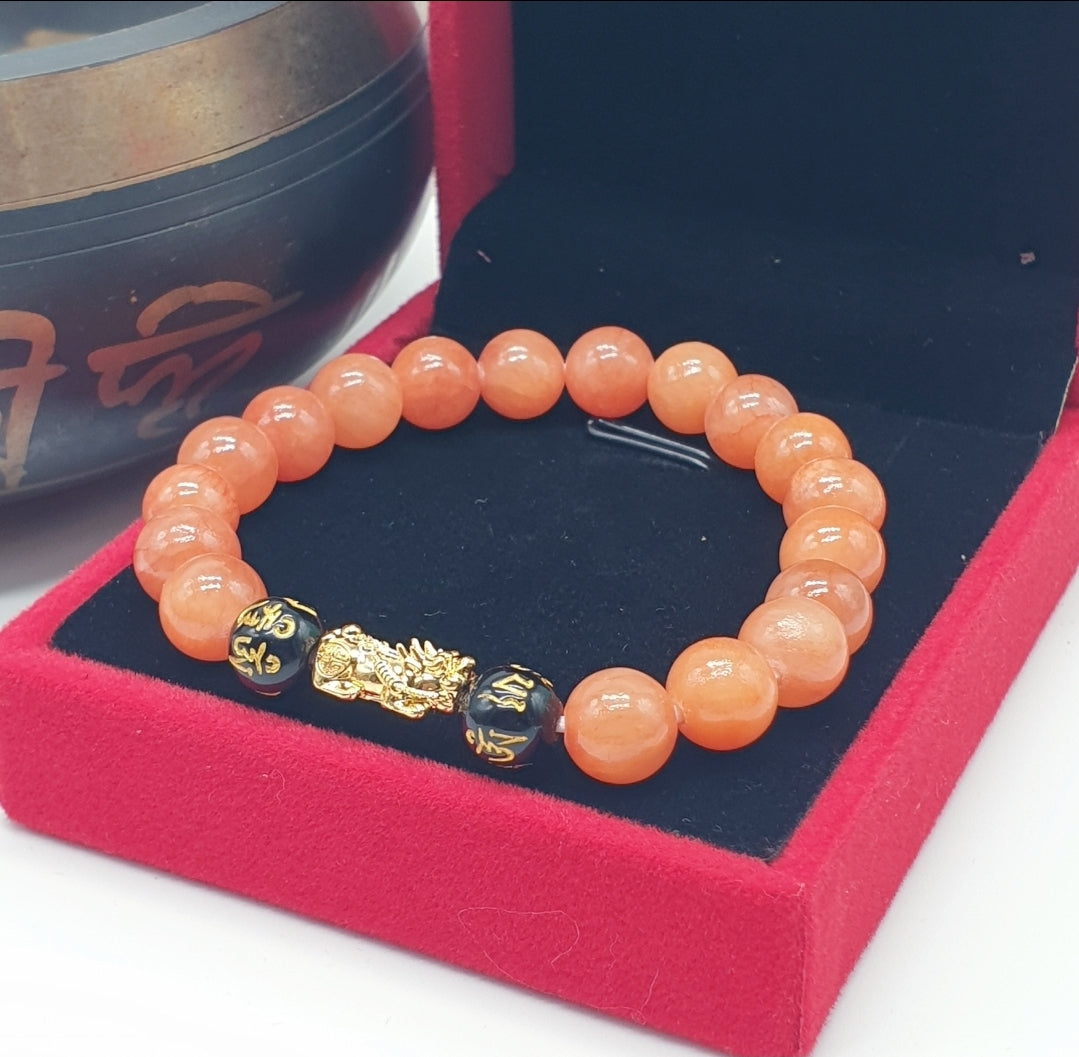 18k Gold Piyao Authentic Natural Apricot Calcite Crush 0.1 Gram 2024 Lucky Charm with Velvet Box