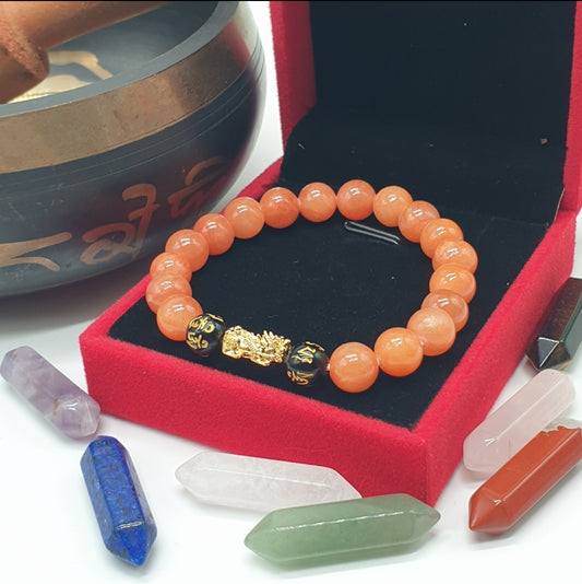 18k Gold Piyao Authentic Natural Apricot Calcite Crush 0.1 Gram 2024 Lucky Charm with Velvet Box