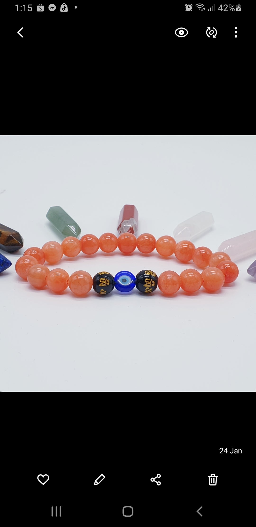 2024 Authentic Natural Evil Eye Apricot Calcite Bracelet Lucky Charm