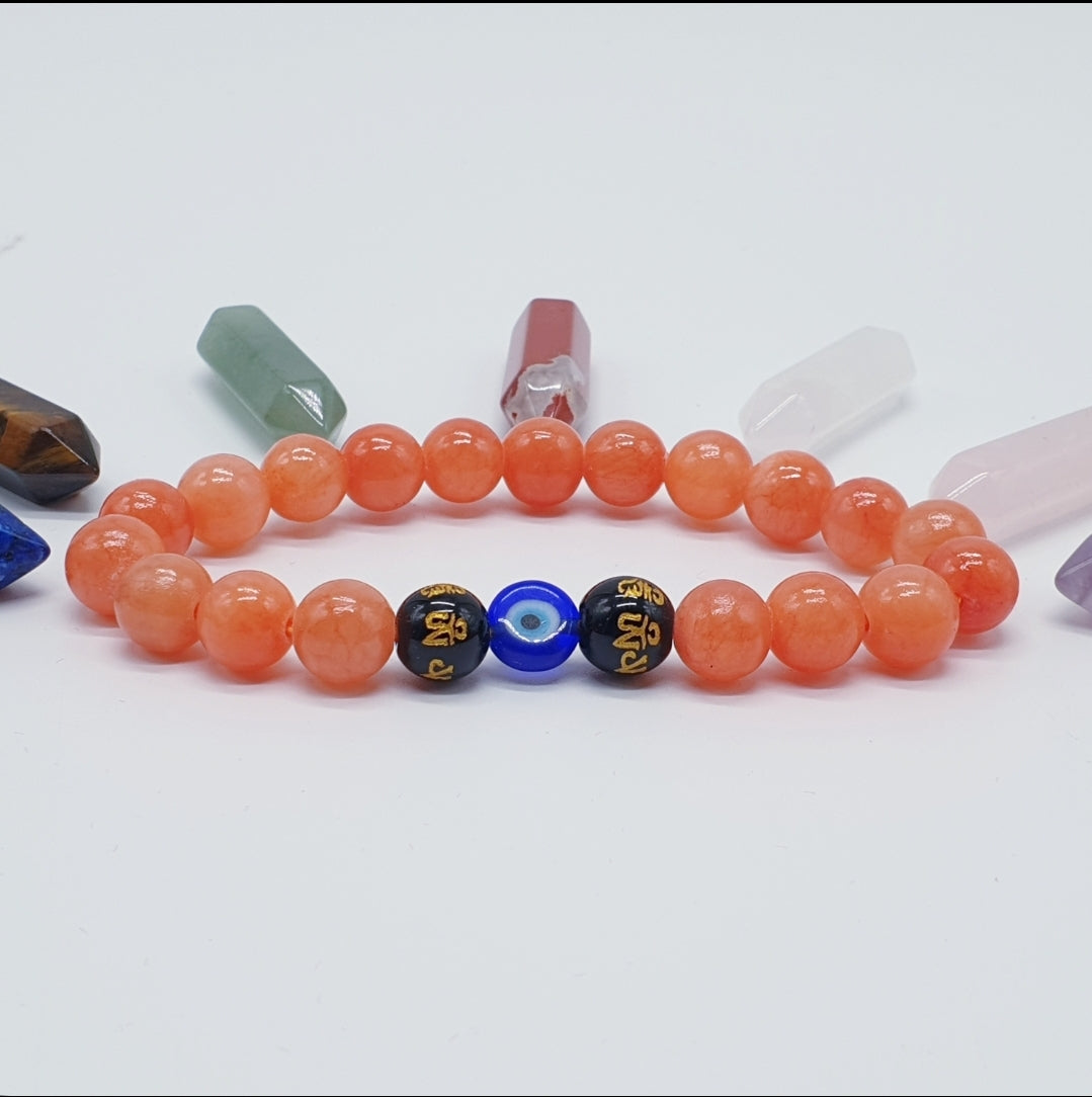 2024 Authentic Natural Evil Eye Apricot Calcite Bracelet Lucky Charm