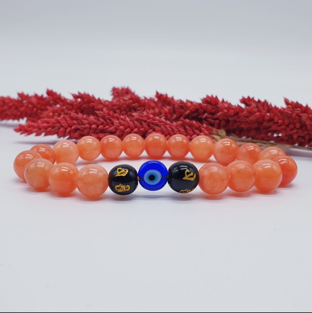 2024 Authentic Natural Evil Eye Apricot Calcite Bracelet Lucky Charm